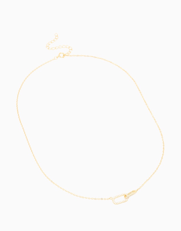 Lovisa - Gold Plated Sterling Silver Cubic Zirconia Oval Link Necklace