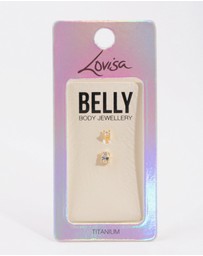 Lovisa - Gold Plated Titanium Pear Diamante Small Belly Bar