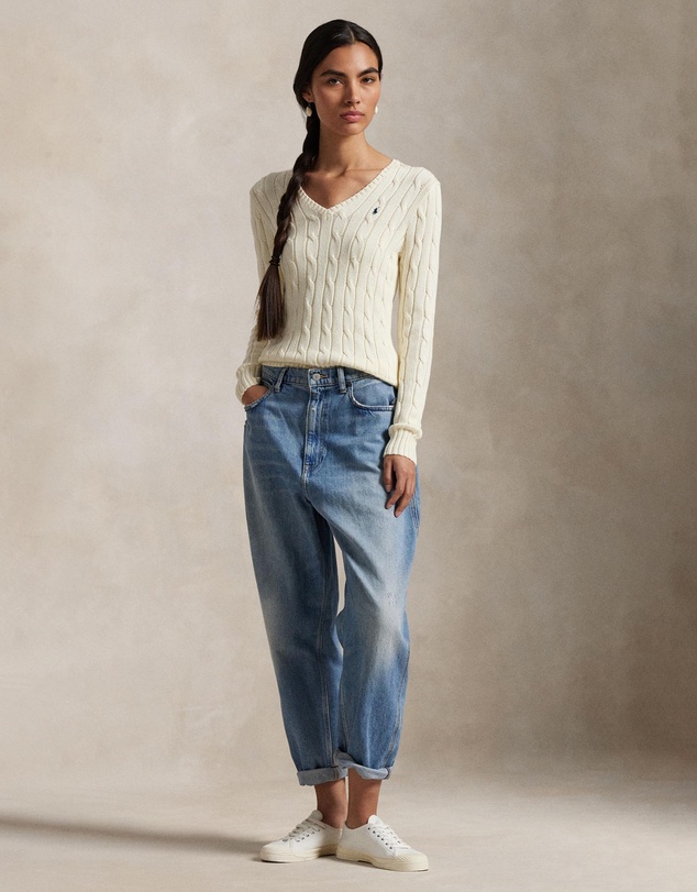 Polo Ralph Lauren - Cable-Knit Cotton V-Neck Sweater