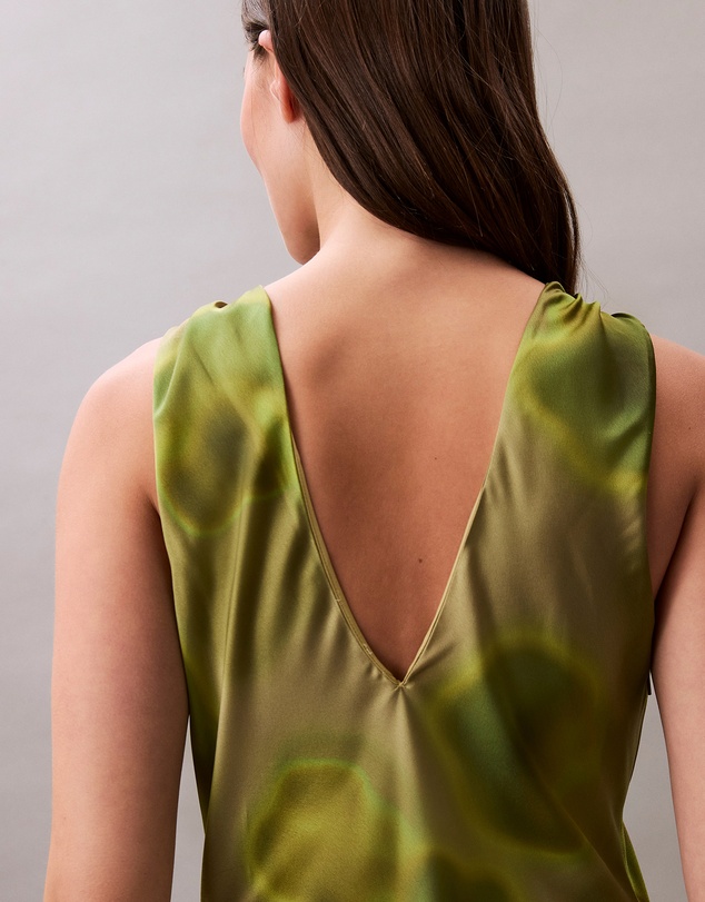 Calvin Klein - Crushed Satin Floral Midi Dress