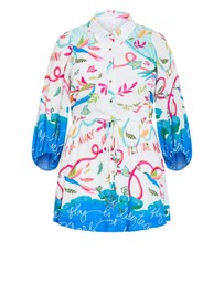 City Chic - Tahlia Spirit Print Mini Dress - White