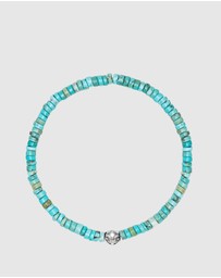 Nialaya Jewellery - Men's Wristband with Turquoise Heishi Beads