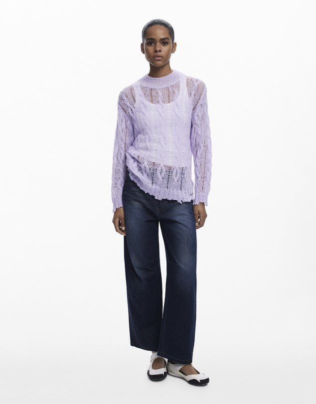 Desigual - Cable-knit sweater with distressed details