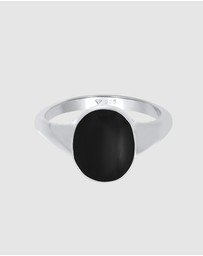 Elli Jewelry - Ring Signet Ring Classic Oval with Enamel in 925 Sterling Silver