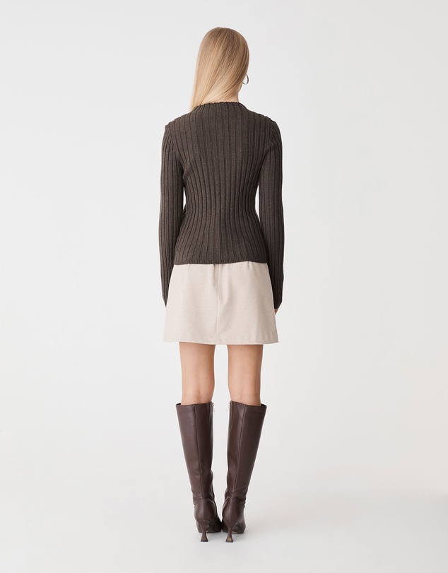 Forcast - Inez Mock Neck Henley Knit