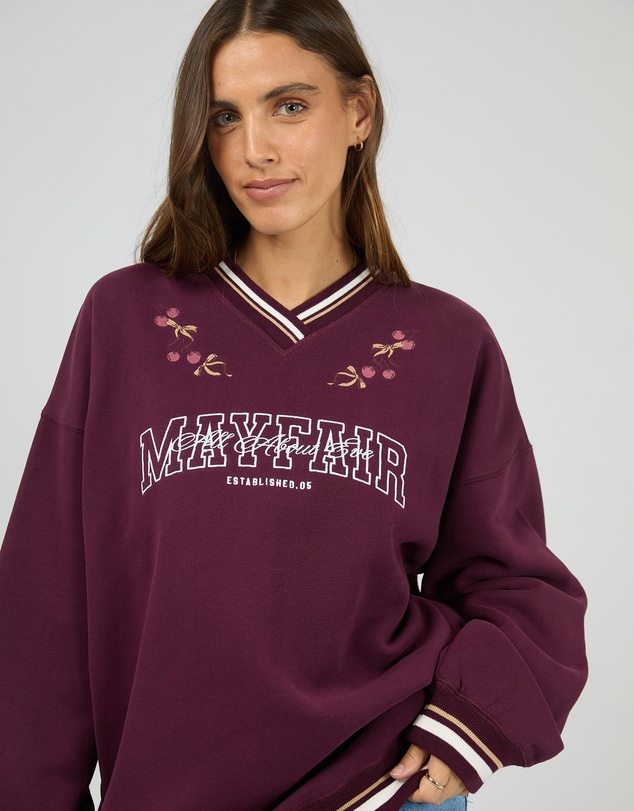 All About Eve - Mayfair V-Neck Relaxed Crew Wine