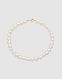 Elli Jewelry - Necklace Trend T-Bone Clasp with Shell Core Pearls in 925 Sterling Silver Gold Plated