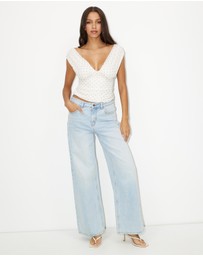 Dazie - Into You Polka Dot Off Shoulder Top