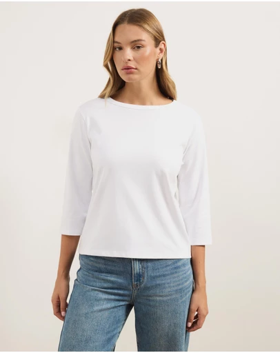 Atmos&Here - Cotton 3/4 Sleeve T-Shirt