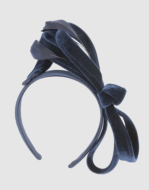 Max Alexander - Large Navy Velvet Bow Racing Fascinator