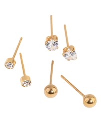 Lovisa - 24 Carat Gold Plated Surgical Steel Love Pack Stud Earrings