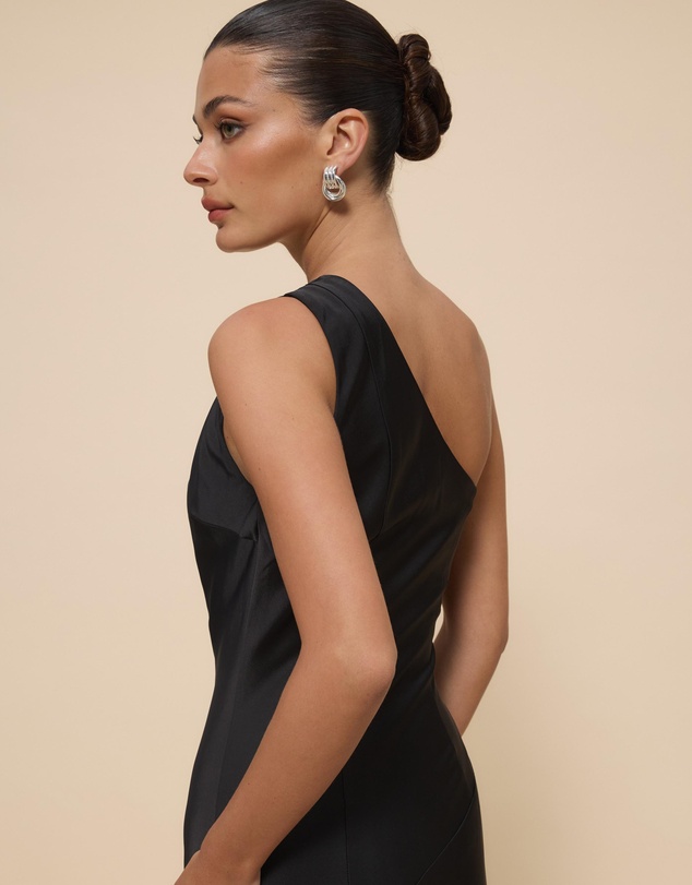 CHANCERY - Hallie Satin One Shoulder Drape Maxi Dress