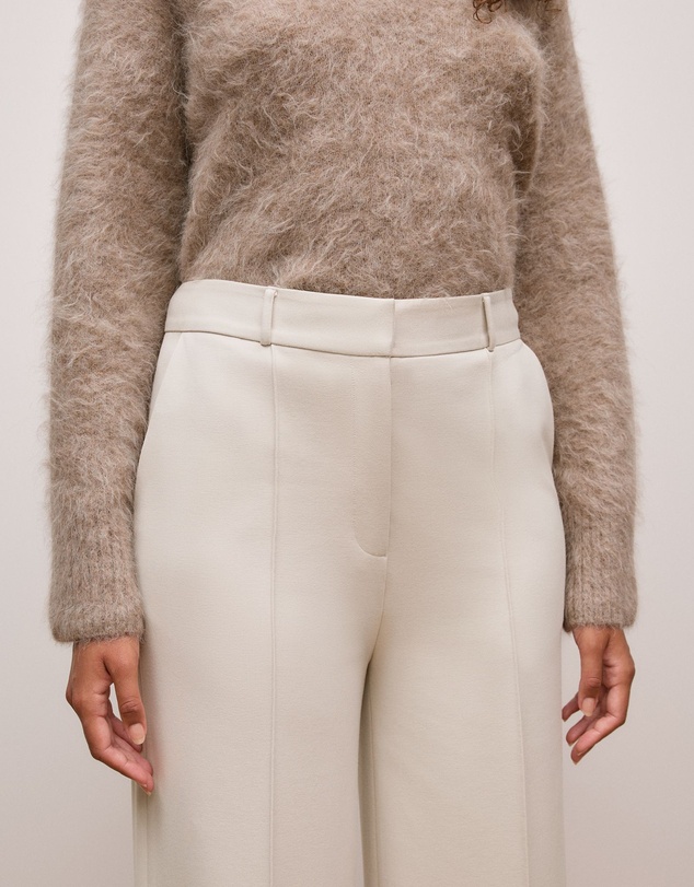 Trenery - Ponte Tailored Wide Leg Pant in Stone