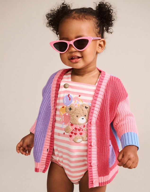 Huxbaby - Colour Block Peekaboo Huxette Cardi - Babies-Kids