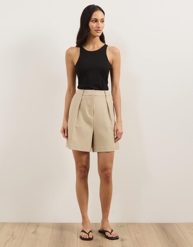 Atmos&Here - Clara Pleated Tailored Long-Line Shorts