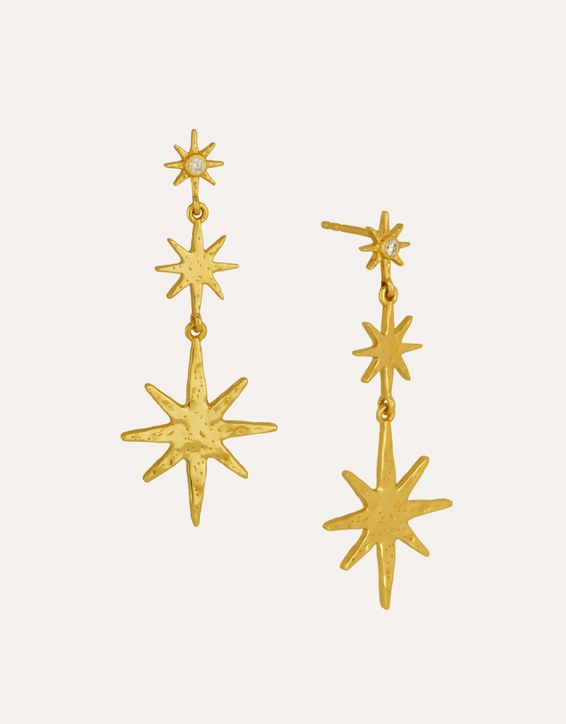 Ottoman Hands - Triple Star Drop Earrings