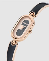 Furla - Ooh Rose Gold-Tone 19mm Black Enamel Bangle Watch