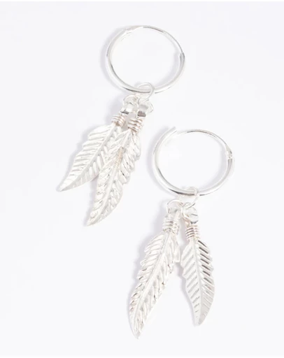 Lovisa - Sterling Silver Leaves Huggie Hoop Earrings