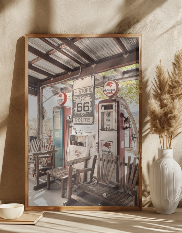 Olive et Oriel - Route 66 Gas Station by Henrike Schenk Art Print