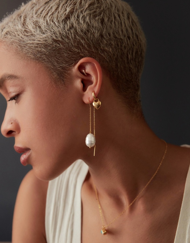 Ottoman Hands - Niko Heart Huggie Earrings