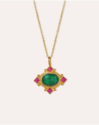 Ottoman Hands - Raina Emerald and Pink Crystal Pendant Necklace
