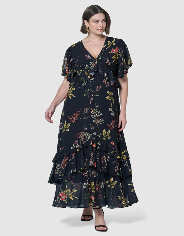 Pink Dusk by Curve Project - Lavinia Frill Maxi Dress