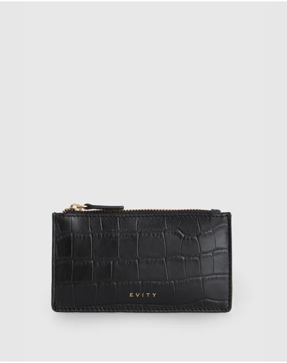 Evity - Lila Croc Emboss Leather CC Holder