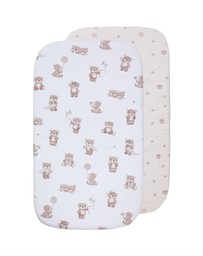Living Textiles - 2 Pack Organic Bedside Sleeper Fitted Sheet - Cuddly Bear