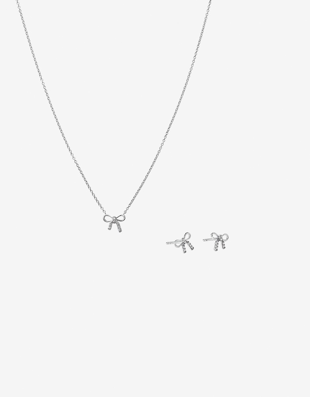 Michael Hill - Bow Necklace and Stud Earrings Gift Set with Cubic Zirconia in Sterling Silver