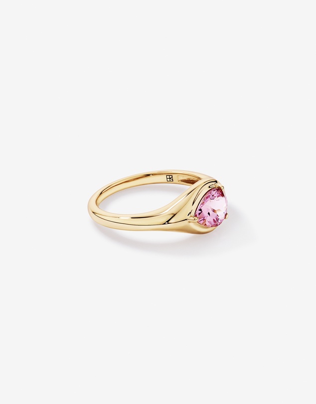 Michael Hill - Pear Cut Blush Pink Tourmaline East-to-West Set Ring in 10kt Yellow Gold