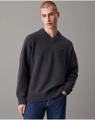 Calvin Klein Jeans - Cotton Bouclé V-Neck Jumper