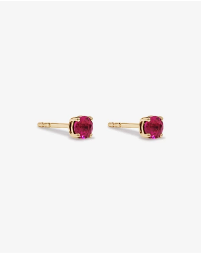 Michael Hill - Created Round Red Ruby Birthstone Stud Earrings in 10kt Yellow Gold