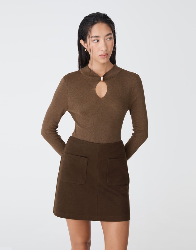 Forcast - Ciara Keyhole Lurex Knit Top