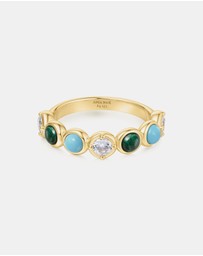 Ania Haie - Ania Haie Gold Bezel Malachite and Lab Created Turquoise Ring