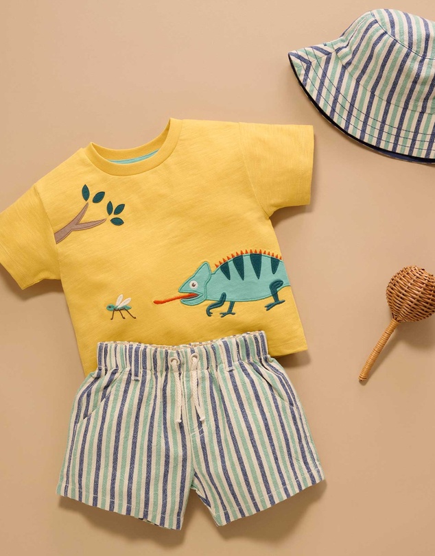 Purebaby - Pull on Striped Short -Kids-Babies