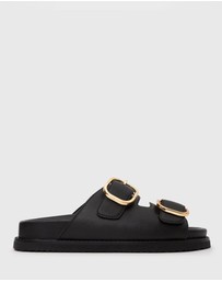 Betts - Wider Fit Hush Leather Buckle Slides
