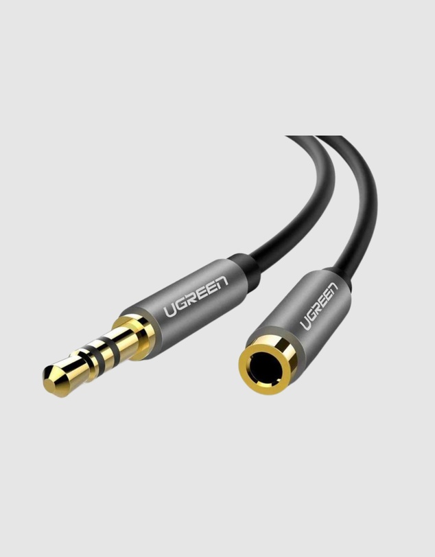 Ugreen - UGREEN 3.5mm Male to Female Audio Extension Cable – 3m Black Aluminum Alloy Tangle-Free