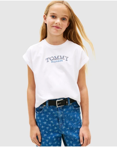 Tommy Hilfiger - Floral Logo Relaxed Crew Neck T-Shirt - Kids