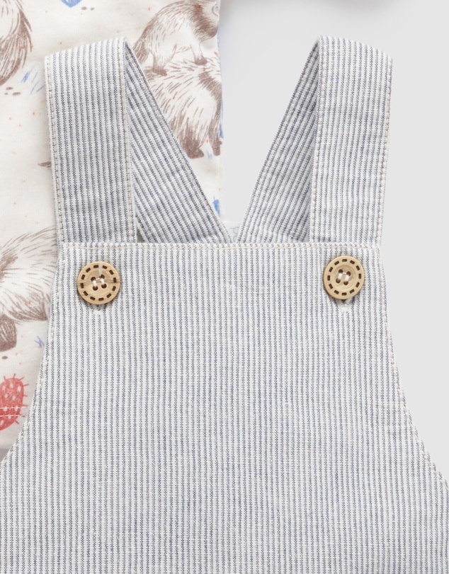 Purebaby - Anteater Striped Overall Set -Kids-Babies