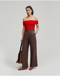 Oxford - Nia Mesh Off-Shoulder Top