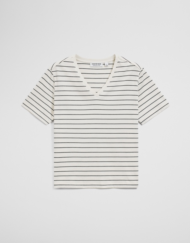 Country Road - Australian Cotton Stripe V-neck T-shirt