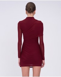 Suboo - Christy Mesh Draped Long Sleeve Mini