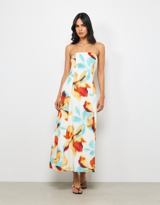 AERE - Emia Linen Strapless Maxi Dress