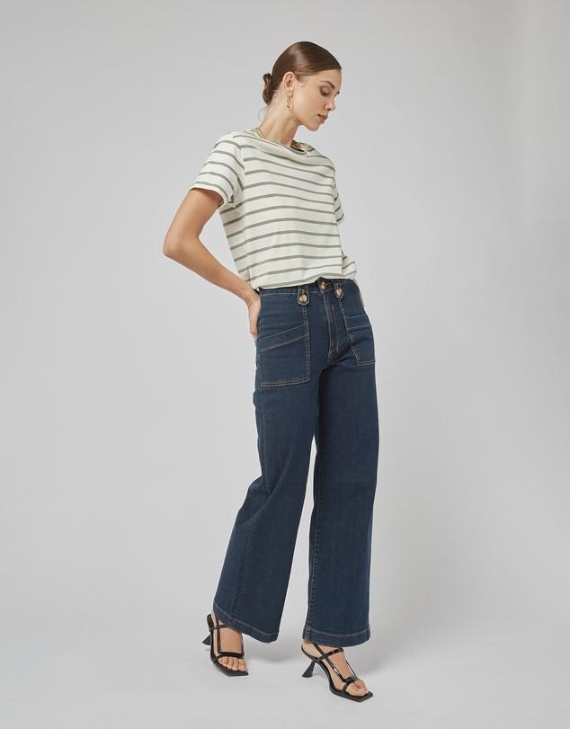 DRICOPER DENIM - Clare Oil Green Stripe Tee
