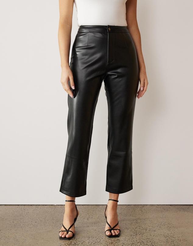 Atmos&Here - Kelsea Cropped Leather Look Pants