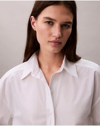 Calvin Klein - Poplin Relaxed Cropped Button-Down Shirt