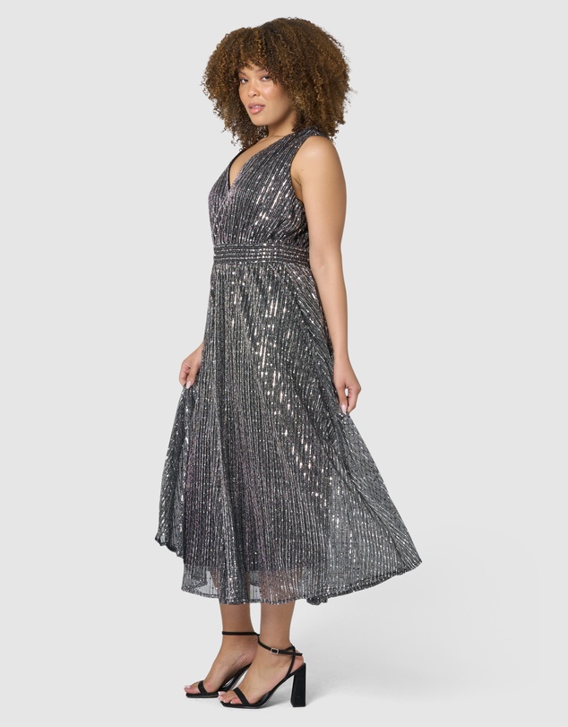 Pink Dusk by Curve Project - Sparkle Bright Midi Dress