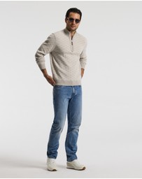 Calibre - Quarter Zip Monogram Jacquard Sweater Stone