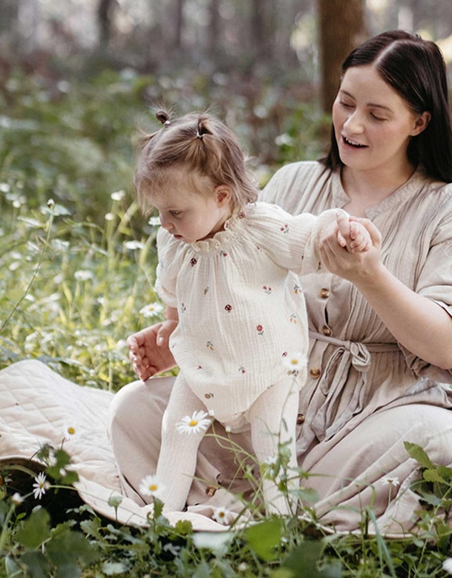 Purebaby - Embroidered Bodysuit -Kids-Babies