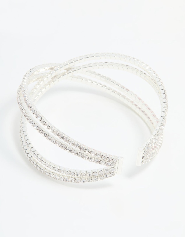 Lovisa - Silver Diamante Pave Wrap Bangle